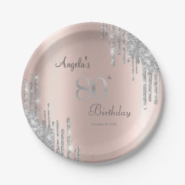 Assiettes En Carton Parties scintillant en argent Rose Gold 80e