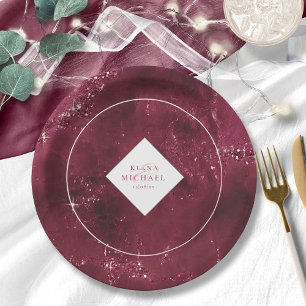 Assiettes En Carton Parties scintillant en pierre Mariage Bourgogne ID