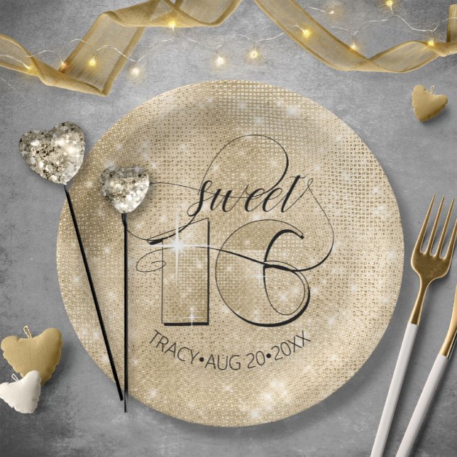 Assiettes En Carton Parties scintillant et brillant 16 Gold ID675 (Créateur téléchargé)