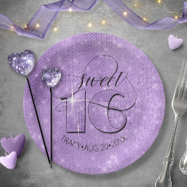 Assiettes En Carton Parties scintillant et brillant doux 16 Violet ID6