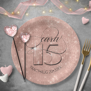 Assiettes En Carton Parties scintillant et Shine Quinceanera Rose Gold