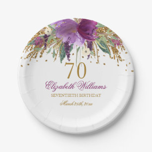 Assiettes En Carton Parties scintillant florale étourdissant Améthyste