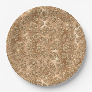 Assiettes En Carton Parties scintillant Glitzy or Giraffe Imprimer