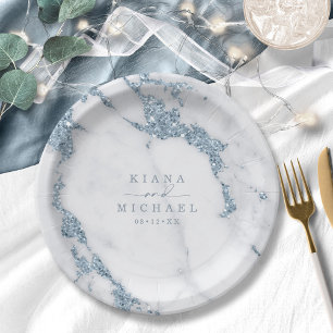 Assiettes En Carton Parties scintillant moderne en marbre Mariage Dust