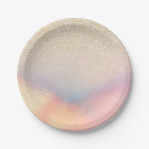 Assiettes En Carton Parties scintillant Or Chic Iridescente Holographi