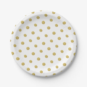 Assiettes En Carton Parties scintillant or moderne Pois élégant
