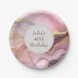 Assiettes En Carton parties scintillant or rose rose anniversaire