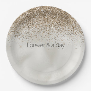 Assiettes En Carton Parties scintillant Pearl White Luxe Gold