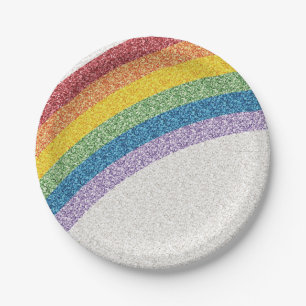 Assiettes En Carton Parties scintillant Rainbow Stripes