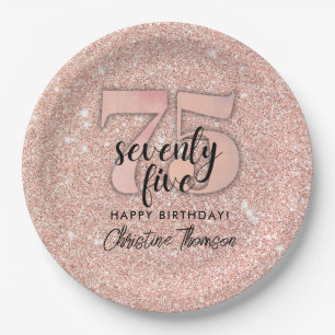 Assiettes En Carton Parties scintillant rose`75e Anniversaire Plaques 