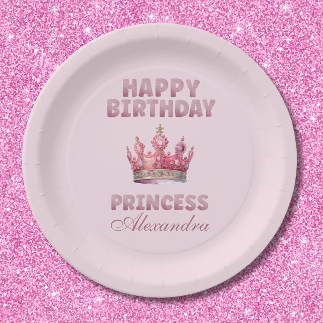 Assiettes En Carton Parties scintillant rose Crown Princess Fairytale  (Créateur téléchargé)