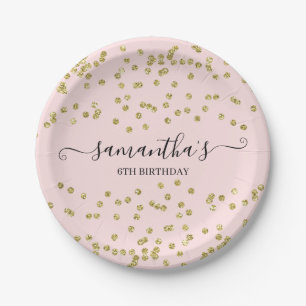 Assiettes En Carton Parties scintillant rose et or
