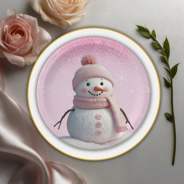 Assiettes En Carton Parties scintillant roses Baby shower de snowman d (Créateur téléchargé)