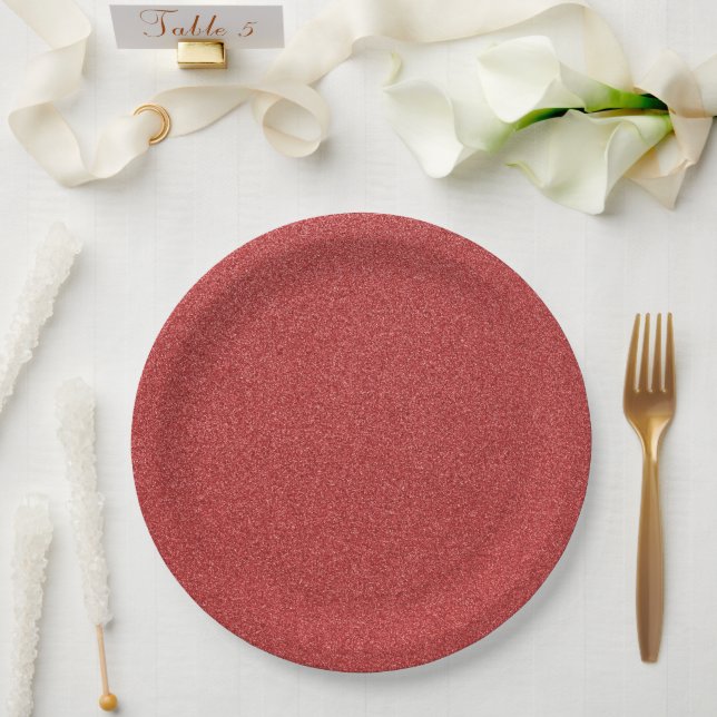 Assiettes En Carton Parties scintillant rouge, étincelle, Arrière - pl (Mariage)