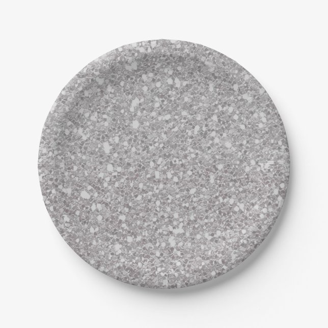 Assiettes En Carton Parties scintillant Silver Sparkle Glam Custom Par (Devant)