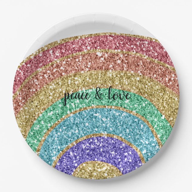 Assiettes En Carton Parties scintillant Sparkle Gold Rainbow (Devant)