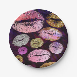 Assiettes En Carton Parties scintillant Sparkly Kiss Lips Beauty Makeu