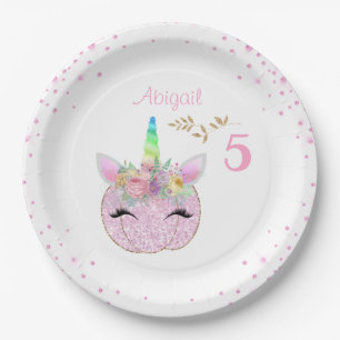Assiettes En Carton Parties scintillant Unicorn Citrouille Girls 5e an