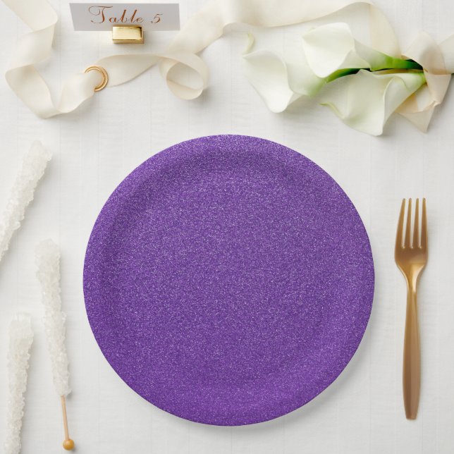 Assiettes En Carton Parties scintillant violette, Étincelle, Arrière - (Mariage)
