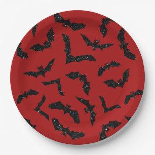 Assiettes En Carton Parties scintillant volante chauves-souris Hallowe