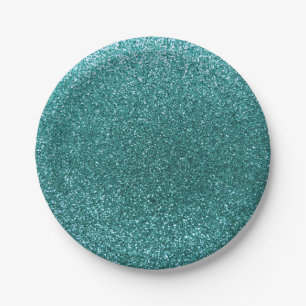 Assiettes En Carton Parties scintillantes de turquoise