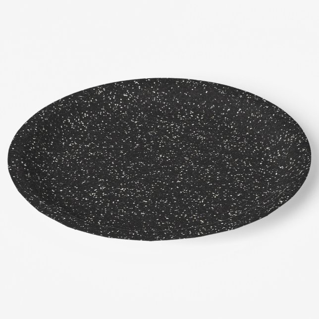 Assiettes En Carton Parties scintillantes noires et argentées (Angle)