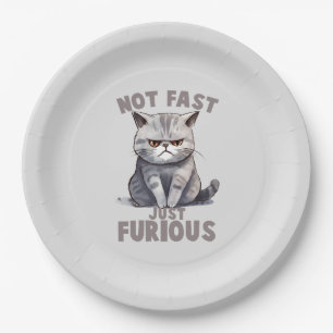 Assiettes En Carton Pas rapide, juste furieux - Humour de chat gris
