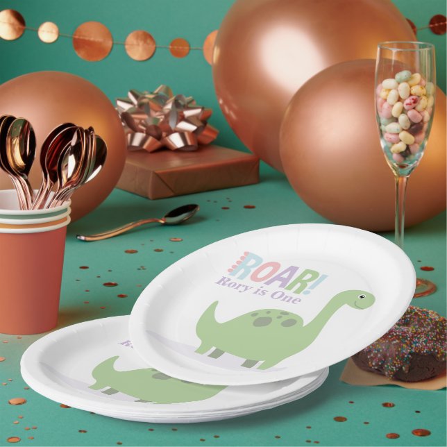 Assiettes En Carton Pastel Baby Dinosaures Roar fête d'anniversaire (Multi)
