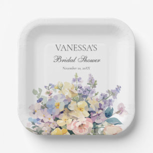 ASSIETTES EN CARTON PASTEL BLOOMING FLEUR SAUVAGE MONOGRAMME BRIDAL