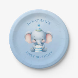 Assiettes En Carton Pastel Blue Elephant Anniversaire