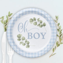 Pastel Blue En vichy Baby shower bébé garçon