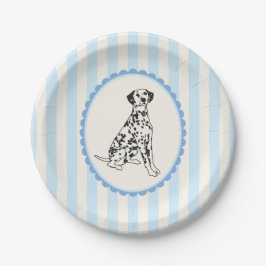 Assiettes En Carton Pastel Blue Stripes et Chien dalmate