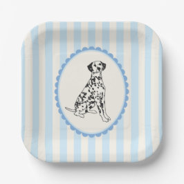 Assiettes En Carton Pastel Blue Stripes et Chien dalmate