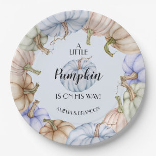 Assiettes En Carton Pastel Citrouille Boy Baby shower Bleu