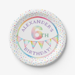 Assiettes En Carton Pastel Confetti 6e Plaques de fête d'anniversaire