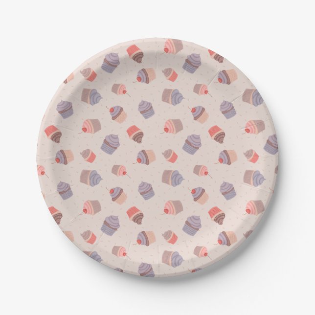 Assiettes En Carton Pastel Cupcake Confetti Plaques de fête d'annivers (Devant)