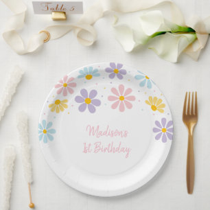 Assiettes En Carton Pastel Daisy Flower Anniversaire