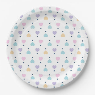 Assiettes En Carton Pastel Love Heart Motif