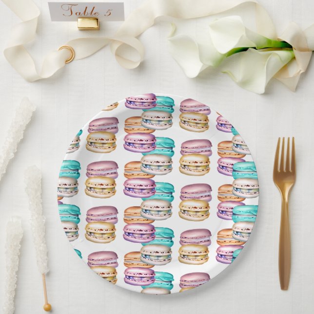 Assiettes En Carton Pastel Macaron Cookie Thème Anniversaire (Mariage)