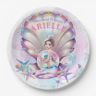 Assiettes En Carton Pastel Mermaid 1er Anniversaire Sous La Sirène De 