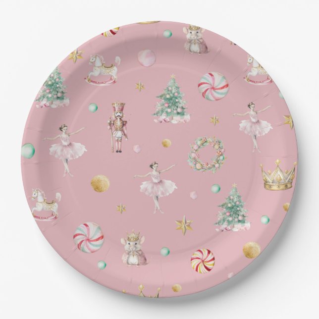 Assiettes En Carton Pastel Nutcracker Noël fête d'anniversaire (Devant)