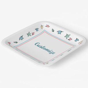 Assiettes En Carton Pastel personnalisé Feuille Blanc