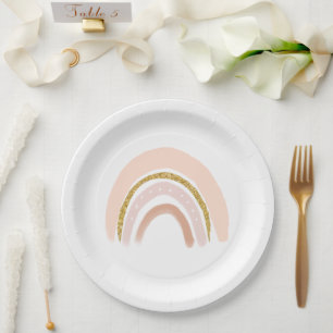 Assiettes En Carton Pastel Pink & Faux Parties scintillant Rainbow Boh