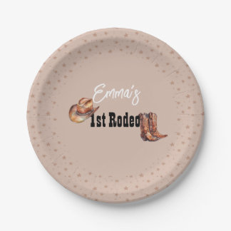 Assiettes En Carton Pastel Pink Rodeo Western Cowgirl 1er anniversaire