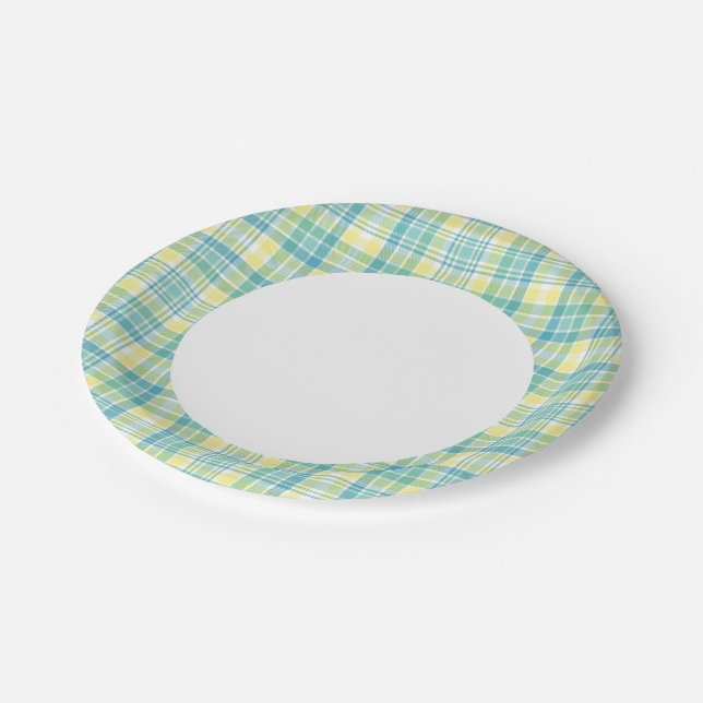 Assiettes En Carton Pastel Plaid (Angle)