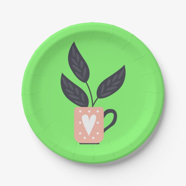 Assiettes En Carton Pastel plante moderne simple (Devant)