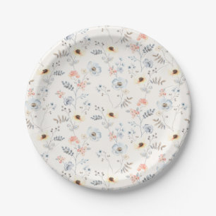 Assiettes En Carton Pastel Poppy Floral Garden Motif