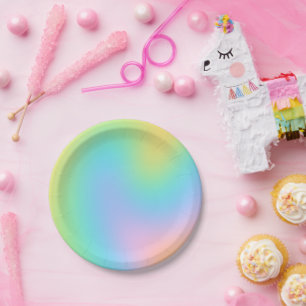 Assiettes En Carton Pastel Rainbow fête d'anniversaire Abstraite