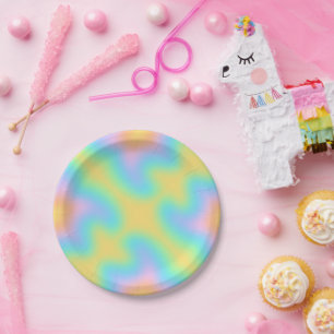 Assiettes En Carton Pastel Rainbow fête d'anniversaire Abstraite