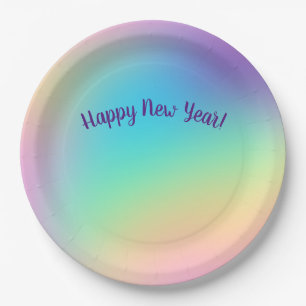 Assiettes En Carton Pastel Rainbow fête du Nouvel An